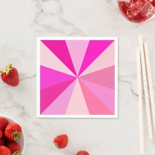 Pop Art Modern 60s Funky Geometric Rays in Roze Servet (Insitu)