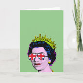 Pop Art Modern Fun HM Queen in Union Jack-bril Kaart (Voorkant)