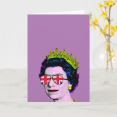Pop Art Modern Fun HM Queen in Union Jack-bril Kaart (Gele Bloem)