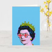 Pop Art Modern Plezier HM Koningin in Union Jack-b Kaart (Gele Bloem)