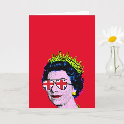 Pop Art Modern Plezier HM Koningin in Union Jack-b Kaart (Kleine Plant)