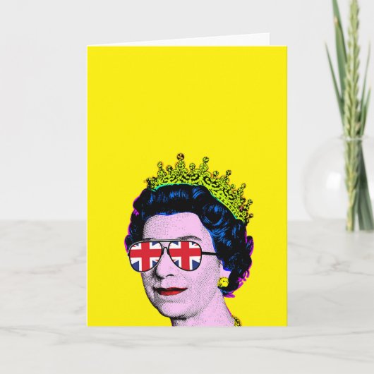Pop Art Modern Plezier HM Koningin in Union Jack-b Kaart (Voorkant)