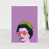 Pop Art Modern Plezier HM Koningin in Union Jack b Kaart (Voorkant)