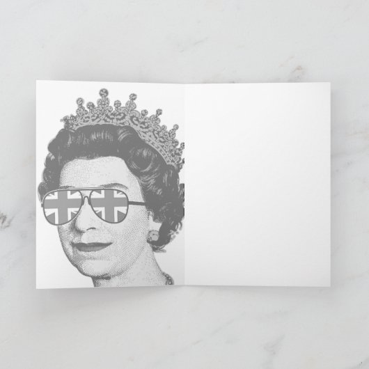 Pop Art Modern Plezier HM Koningin in Union Jack b Kaart (Binnen)