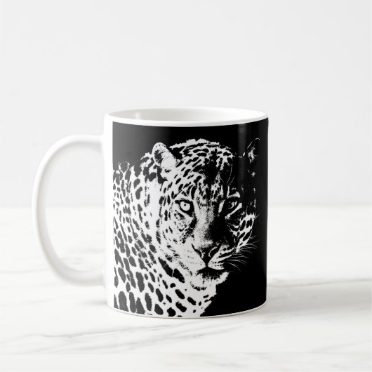 Pop Art Moderne Sjabloon Dieren Leopard Koffiemok (Links)