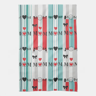 Pop Art MOM Liefdepatroon met Harten & Strikken (2 Theedoek