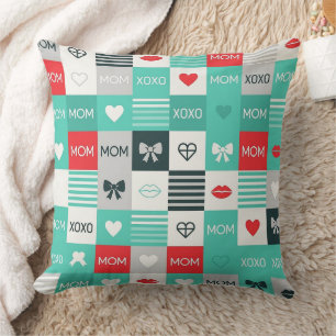 Pop Art MOM Liefdepatroon met Harten & Strikken Kussen