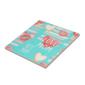 Pop Art MOM Love Pattern in Turquoise (2) Tegeltje (Zijkant)