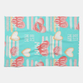 Pop Art MOM Love Pattern in Turquoise (2) Theedoek (Horizontaal)