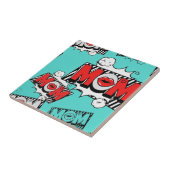 Pop Art MOM Love Pattern in Turquoise (4) Tegeltje (Zijkant)