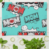 Pop Art MOM Love Pattern in Turquoise (4) Theedoek (Gevouwen)