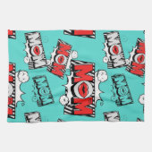 Pop Art MOM Love Pattern in Turquoise (4) Theedoek (Horizontaal)