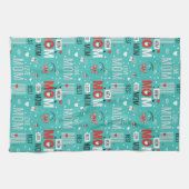 Pop Art MOM Love Pattern in Turquoise (7) Theedoek (Horizontaal)