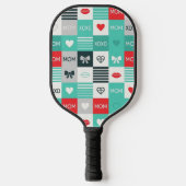Pop Art MOM Love Pattern with Hearts & Bows (1) Pickleball Paddle (Voorkant)