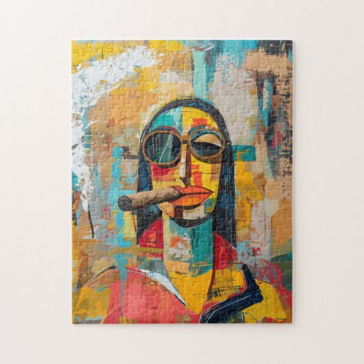 Pop Art Mona Lisa Roken van een sigarenpuzzel Legpuzzel (Verticaal)