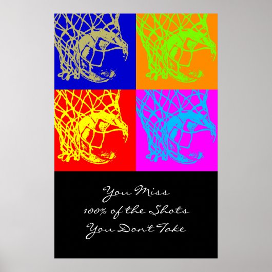 Pop Art Motivatie Aim Quote Basketball Print (Voorkant)