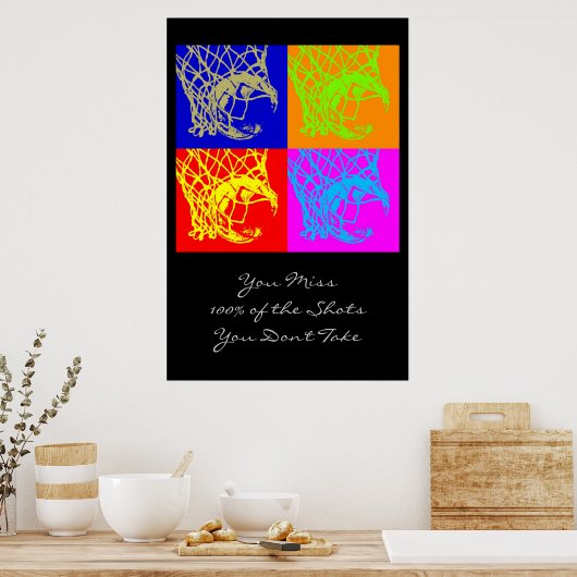 Pop Art Motivatie Citaat Basketball Poster afdrukk (Keuken)