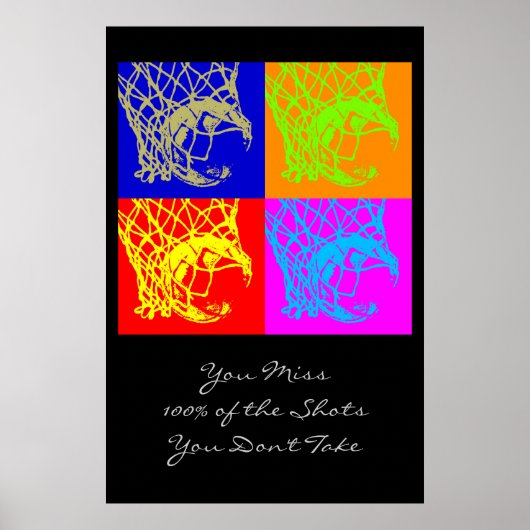 Pop Art Motivatie Citaat Basketball Poster afdrukk (Voorkant)