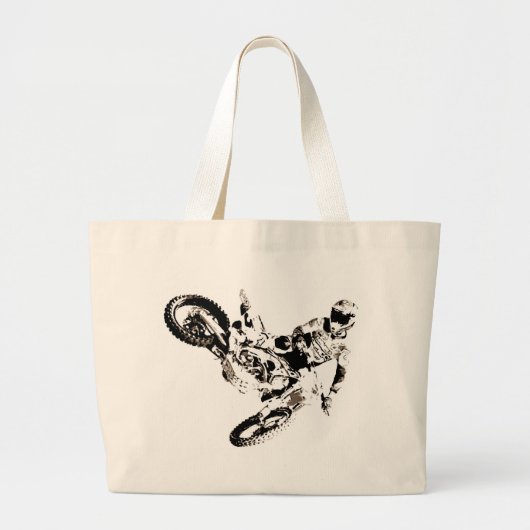 Pop Art Motocross Motorcyle Sport Grote Tote Bag (Voorkant)