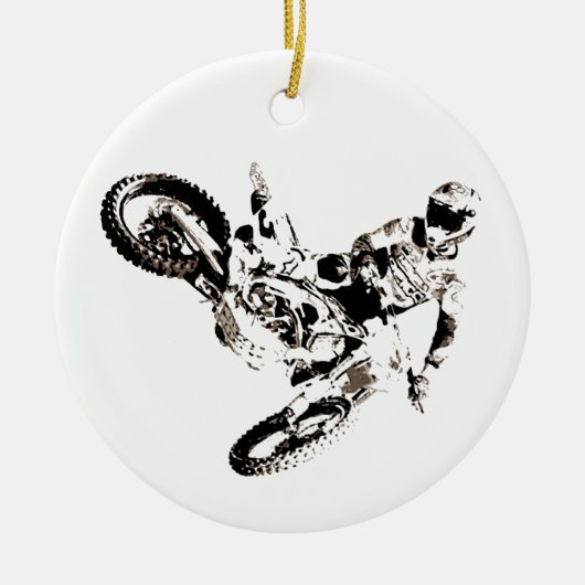 Pop Art Motocross Motorcyle Sport Keramisch Ornament (Voorkant)