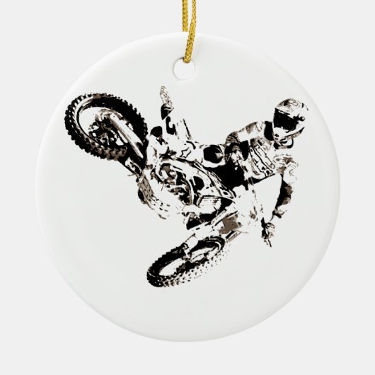 Pop Art Motocross Motorcyle Sport Keramisch Ornament (Voorkant)