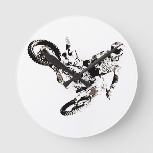 Pop Art Motocross Motorcyle Sport Ronde Klok (Voorkant)