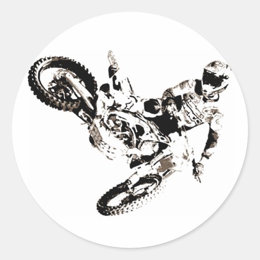 Pop Art Motocross Motorcyle Sport Ronde Sticker (Voorkant)