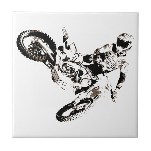 Pop Art Motocross Motorcyle Sport Tegeltje (Voorkant)