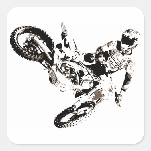 Pop Art Motocross Motorcyle Sport Vierkante Sticker (Voorkant)