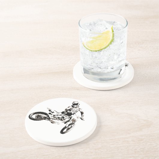 Pop Art Motocross Motorcyle Sport Zandsteen Onderzetter (Zijkant)