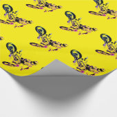 Pop Art Motorcross Motorfiets Sport Geel Cadeaupapier (Hoek)