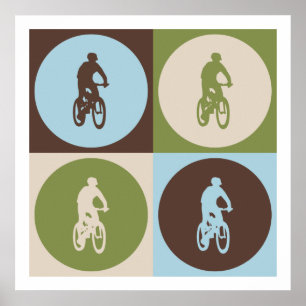 Pop Art Mountain Biking Poster