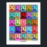 Pop Art Mozart | Rock Me Colorful Poster<br><div class="desc">Heldere kleuren voegen een moderne kunstgeest toe aan deze 25 grafisch gestileerde portretten van de beroemde muziekcomponist Wolfgang Amadeus Mozart. Elk portret is ontworpen met twee verschillende intense kleuren en heeft 'Amadeus' in een vette, schone lettersoort. Onder de portretten, vetgedrukt, zijn de woorden "Rock Me" geplaatst. Oog vangt, hedendaags, en...</div>
