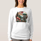 Pop Art Mushrooms en Disc Golf Course Ai Art T-shirt (Voorkant)