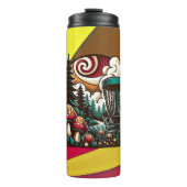 Pop Art Mushrooms en Disc Golf Course Ai Art Thermosbeker (Voorkant)