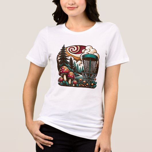 Pop Art Mushrooms en Disc Golf Course Ai Art Tri-Blend Shirt (Voorkant)