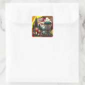 Pop Art Mushrooms en Disc Golf Course Ai Art Vierkante Sticker (Tas)