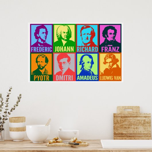 Pop Art Music Composers | Bright Mod Poster (Keuken)