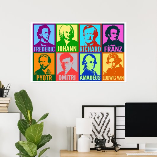 Pop Art Music Composers | Bright Mod Poster (Thuiskantoor)