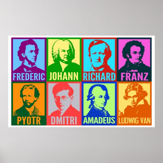 Pop Art Music Composers | Bright Mod Poster (Voorkant)