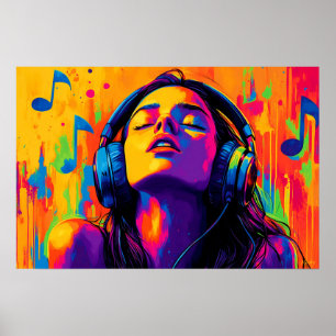 Pop Art Muziek Liefhebber – Koptelefoon Groove Kun Poster
