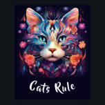 Pop Art Native Amerikaanse veelkleurige katten Reg Poster<br><div class="desc">Voeg je eigen tekst toe! Een prachtige kattenprint in moderne pop art Native American stijl. Het is een opvallende afdruk op zichzelf of met toegevoegde tekst naar keuze.</div>