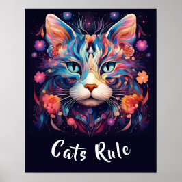 Pop Art Native Amerikaanse veelkleurige katten Reg Poster