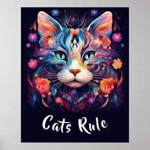 Pop Art Native Amerikaanse veelkleurige katten Reg Poster