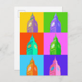 Pop Art Neon Big Ben Briefkaart (Voorkant / Achterkant)