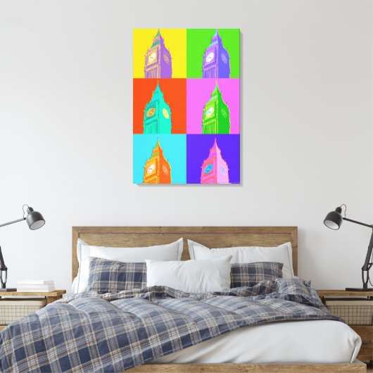 Pop Art Neon Big Ben Canvas Afdruk (Insitu (Slaapkamer))