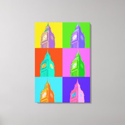 Pop Art Neon Big Ben Canvas Afdruk (Voorkant)