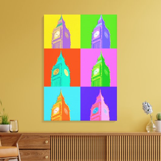 Pop Art Neon Big Ben Canvas Afdruk (Insitu (Woonkamer))