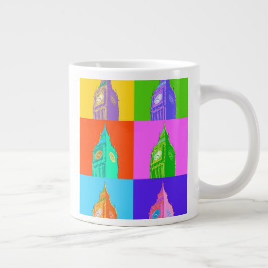 Pop Art Neon Big Ben Grote Koffiekop (Rechts)