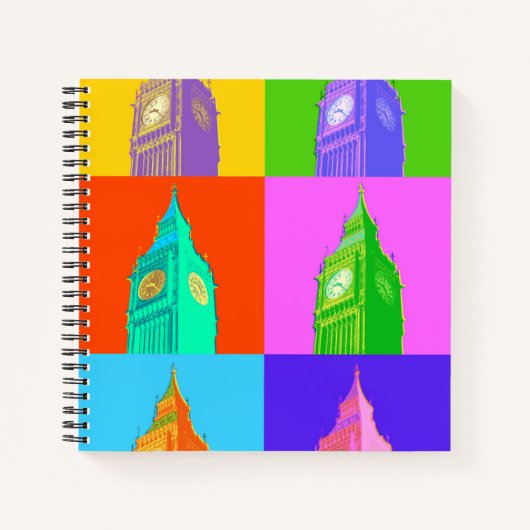 Pop Art Neon Big Ben Notitieboek (Voorkant)